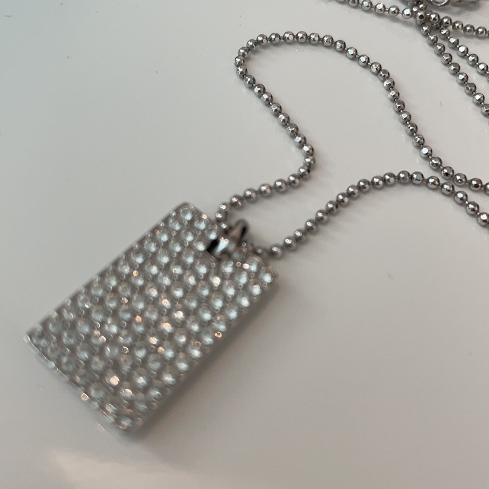 Vintage Rectangular Tiny Rhinestone Necklace - image 1